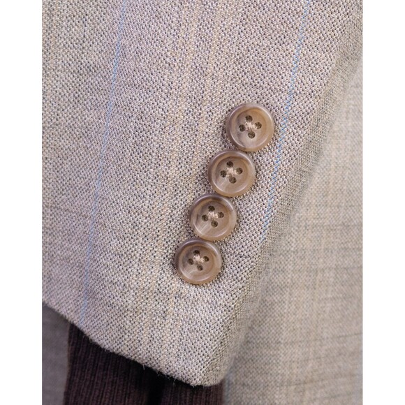 Jos A Bank Blazer Sz 40S Plaid Beige Sports Coat Suit Jacket Wool/Silk EUC - Picture 7 of 13
